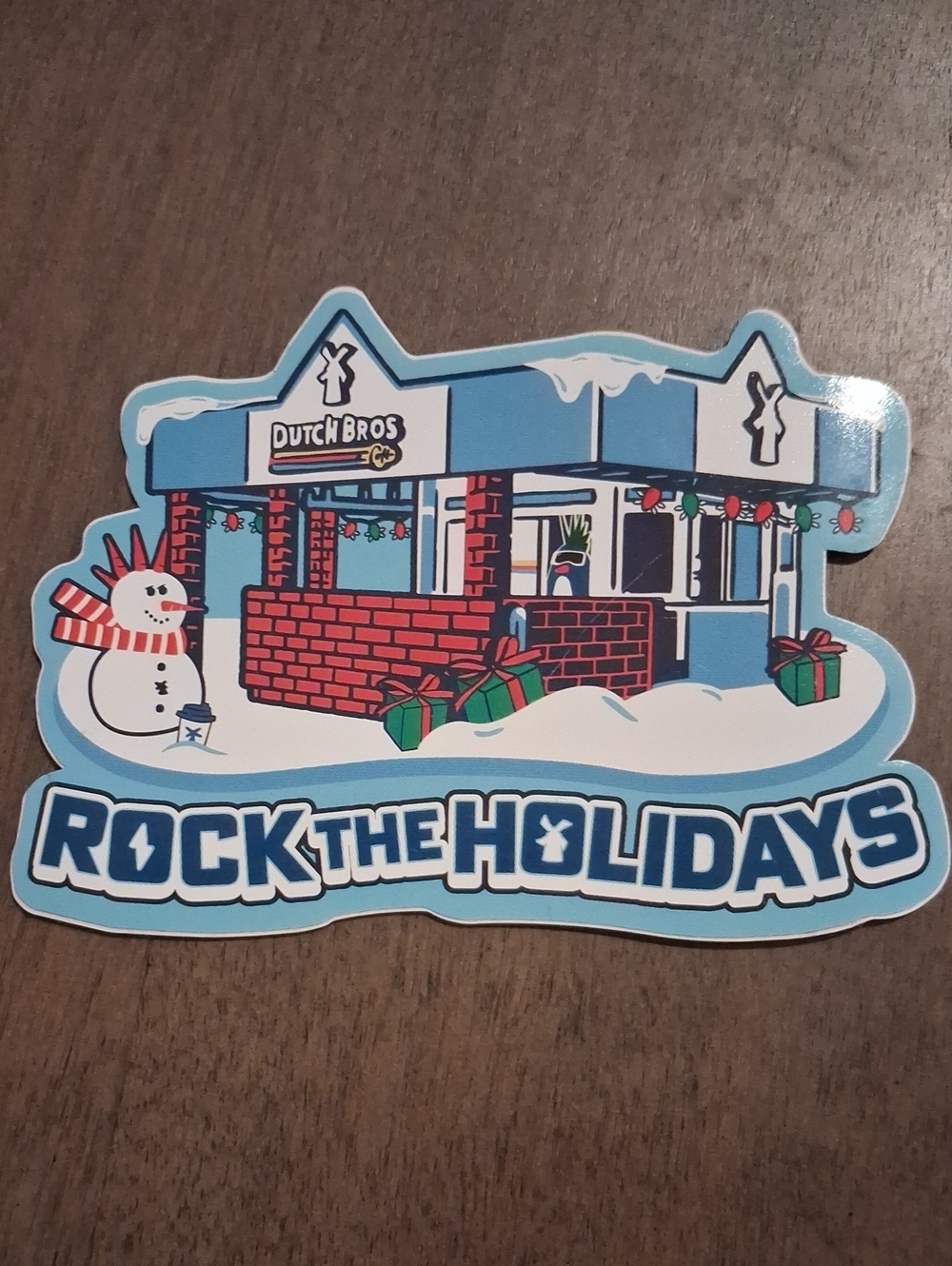 Dutch Bros Blue 'Rock the Holidays' Sticker